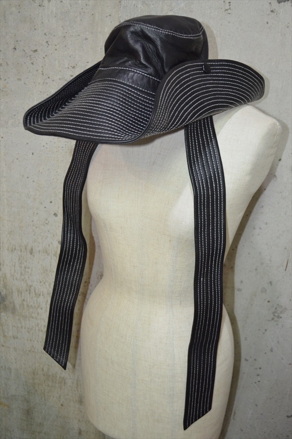 ガニー Ganni ラムレザー ハット 帽子 XS/S 5432 D8607拍卖