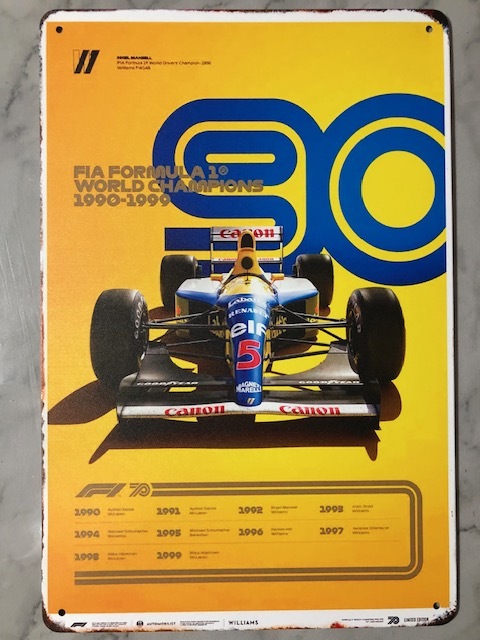 ナイジェル マンセル 90年代 F1 ブリキのアート看板 お部屋に・ガレージに!送料サービス 誰も持ってない?拍卖