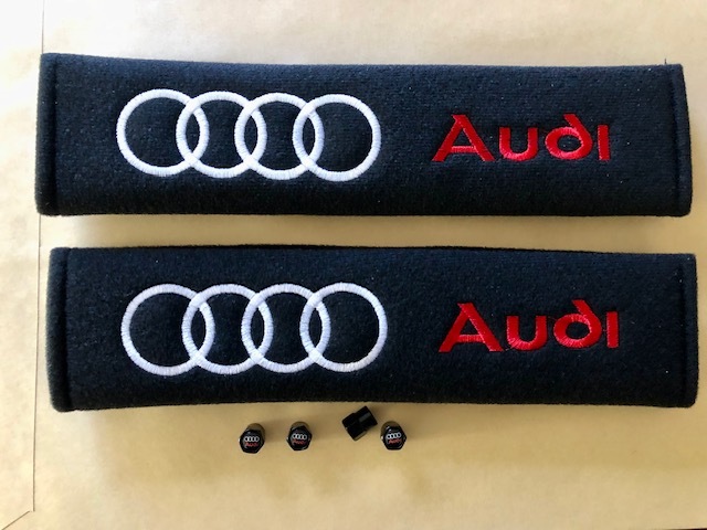 セット割引、送料無料!Audi アウディロゴ シートベルトカバー&タイヤバルブキャップ A3 A4 S4 S5 RS3 RS4 SQ2 SQ3 S1 Q8拍卖