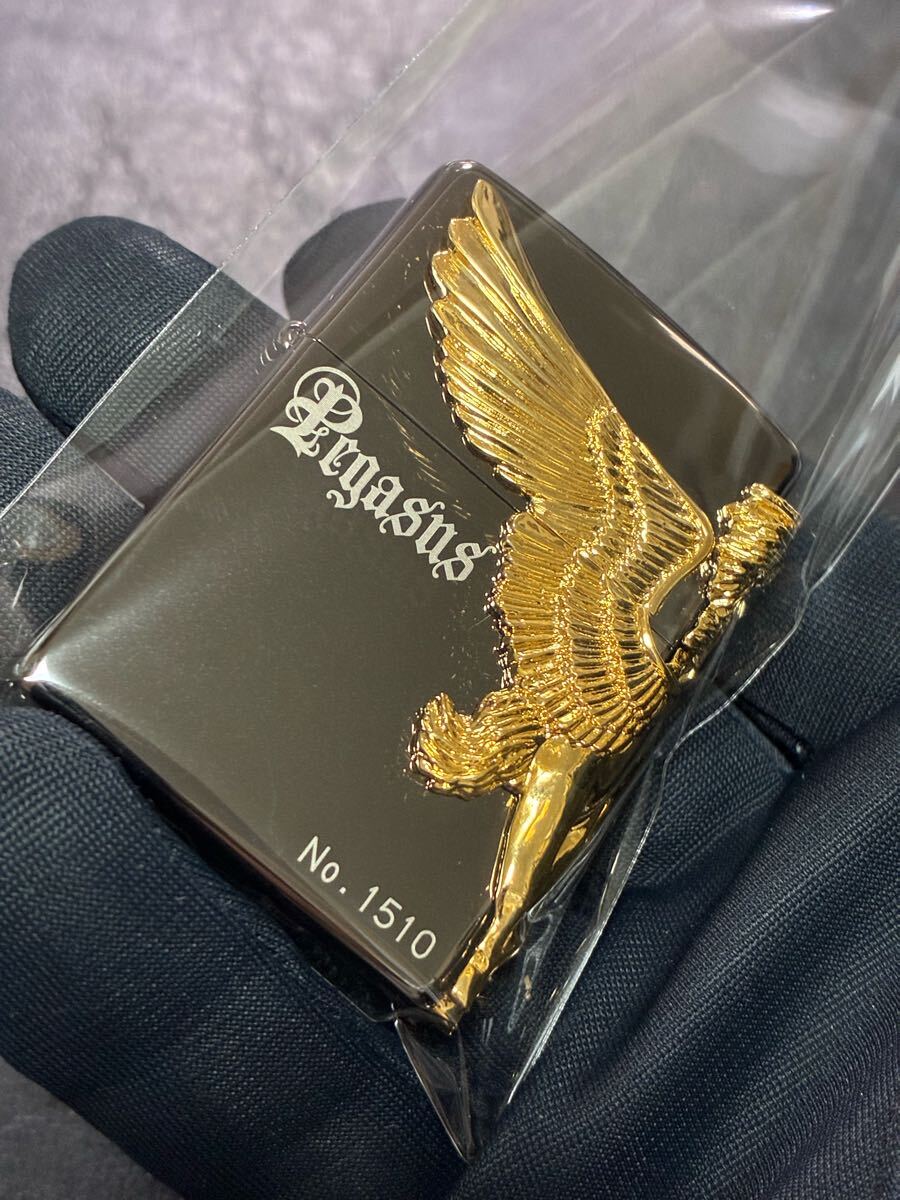 zippo ペガサス 3連 ゴールドメタル 限定品 希少モデル 2013年製 シリアルナンバー NO.1510 ゴールドインナー 2013年製拍卖