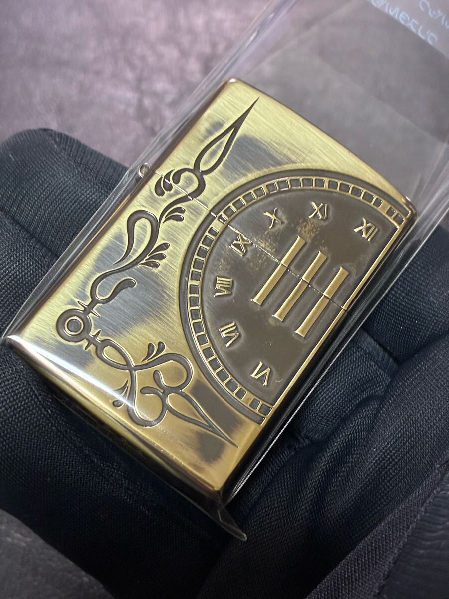 zippo タイム ゴールド 特殊加工 両面デザイン 希少モデル 2010年製 シルバーインナー 2011年製 拍卖
