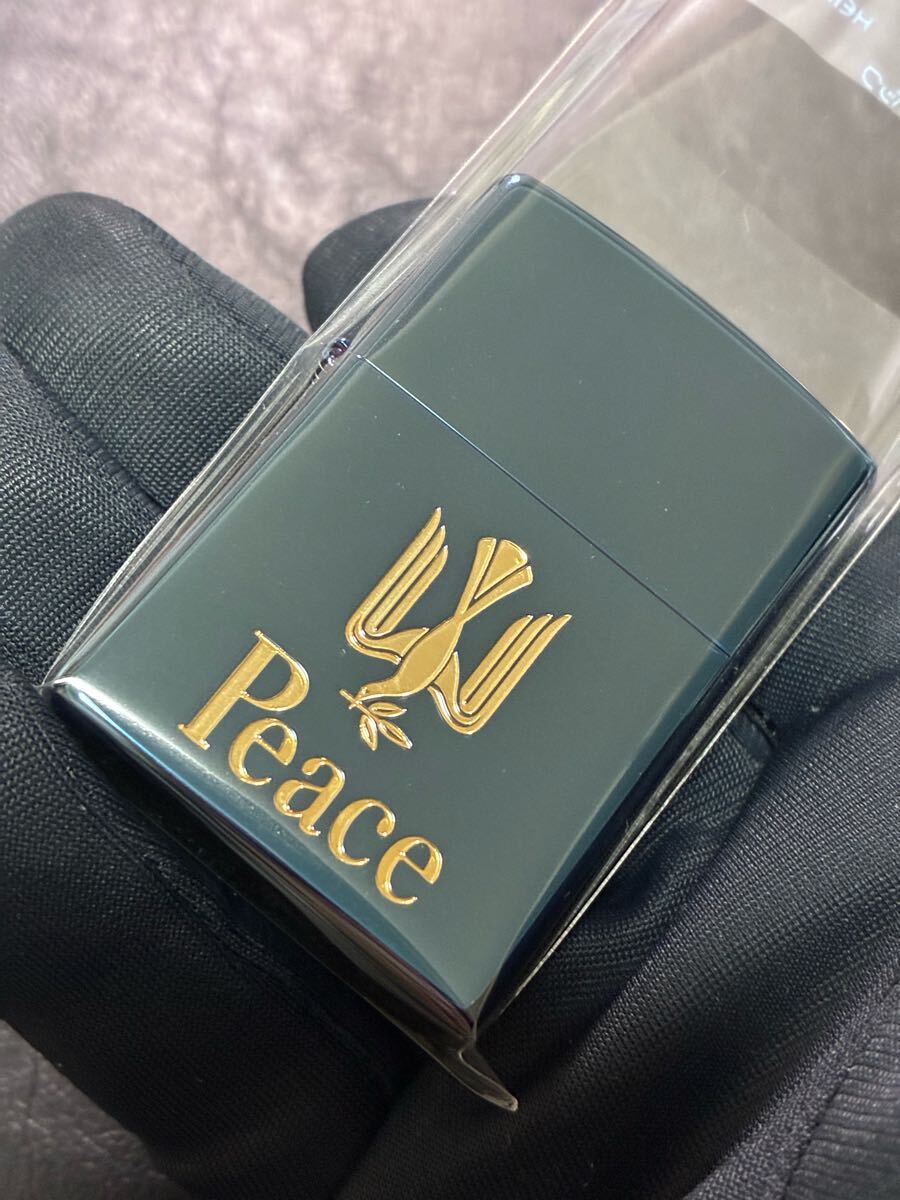 zippo Peace 2007 Model 限定品 ブルーチタン 希少モデル 2007年製 ピース 両面ゴールド刻印 ゴールドインナー 2007年製拍卖
