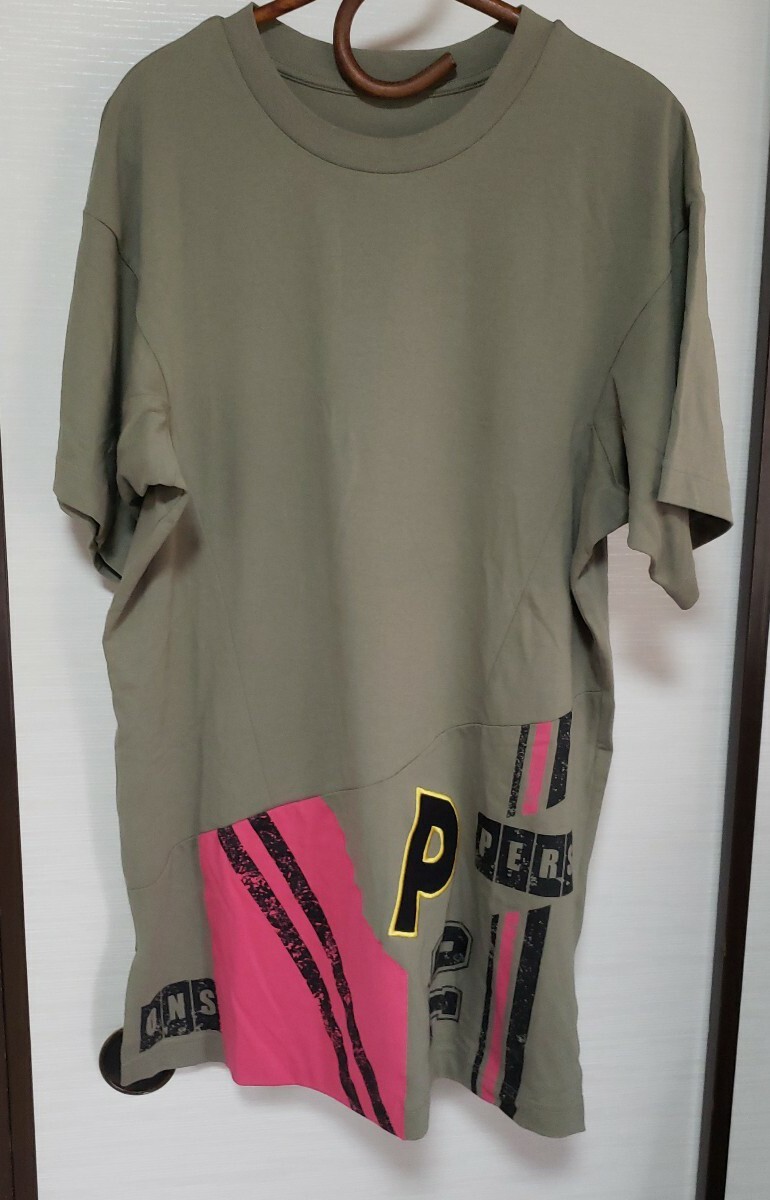 【美品】PERSON'S 半袖 チュニック ロング Tシャツ Mサイズ カーキ拍卖