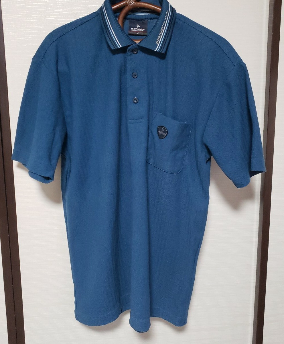 【美品】DUNLOP COLLECTION ポロシャツ Mサイズ 半袖 ブルー系 シュートルヤーン 強力消臭拍卖