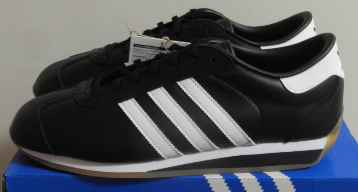 新品 カントリー 2024年製 JP28.5cm ID6600 黒×白 天然皮革 adidas country 2 ブラック×ホワイト 人気定番モデル拍卖