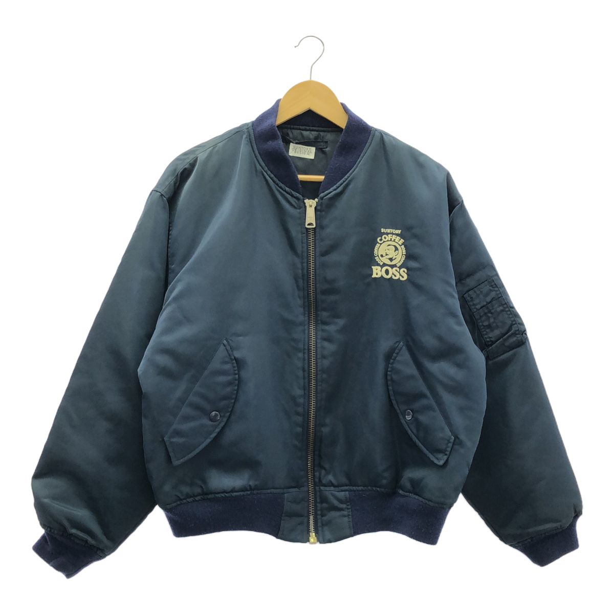 90's オ-ルドモデル 非売品 SUNTRY BOSS サントリー ボス MA-1 中綿ジャケット サイズ不明(印字消え) ネイビー拍卖