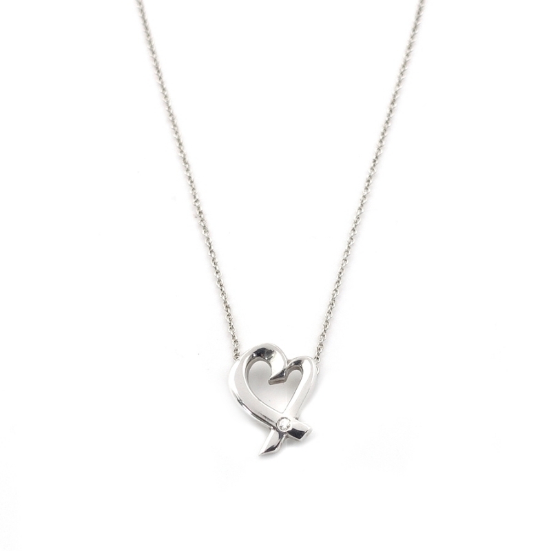 ティファニー Tiffany&Co. ラビングハート ネックレス 1P ダイヤ シルバー925 約3g 6-12-361拍卖