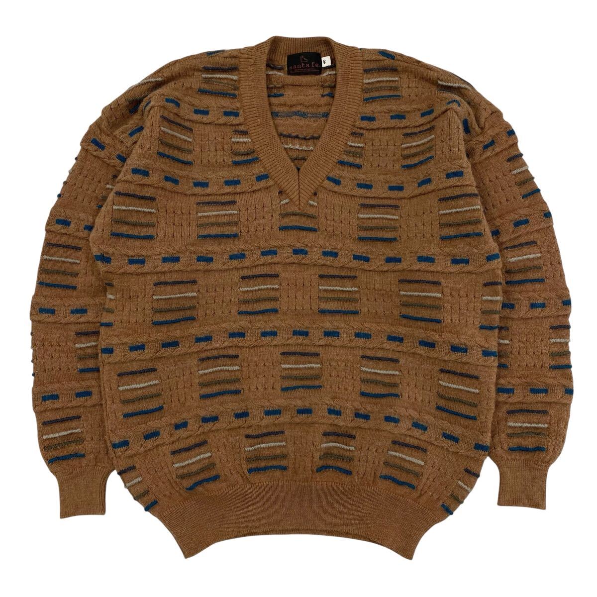 Santafe(サンタフェ)ニットセーター 3Dニット メンズ40 ライトブラウン系拍卖