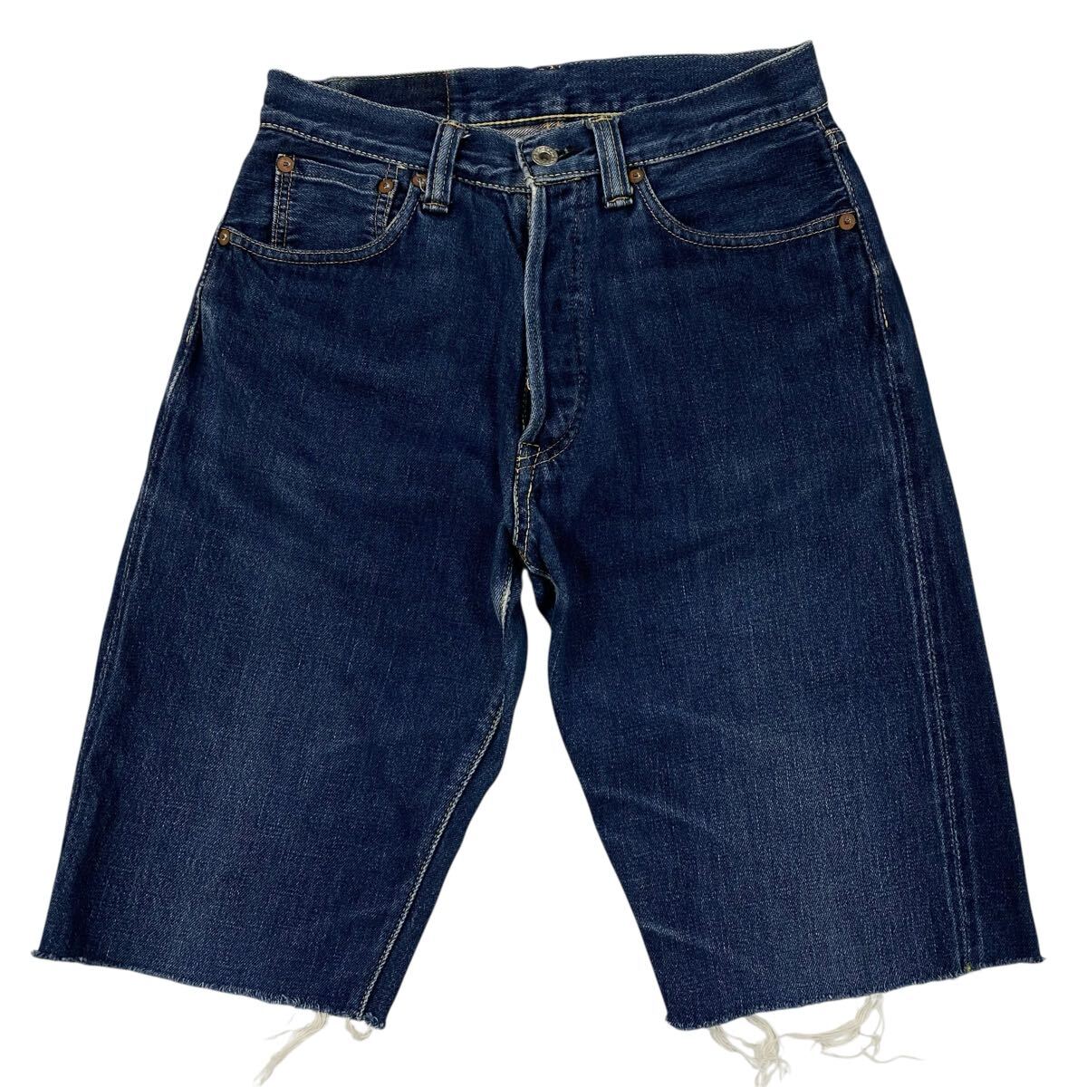 RESPECT(リスペクト)ハーフデニムパンツ ジーンズ セルビッジデニム ボタンフライ メンズW30 ブルーデニム拍卖