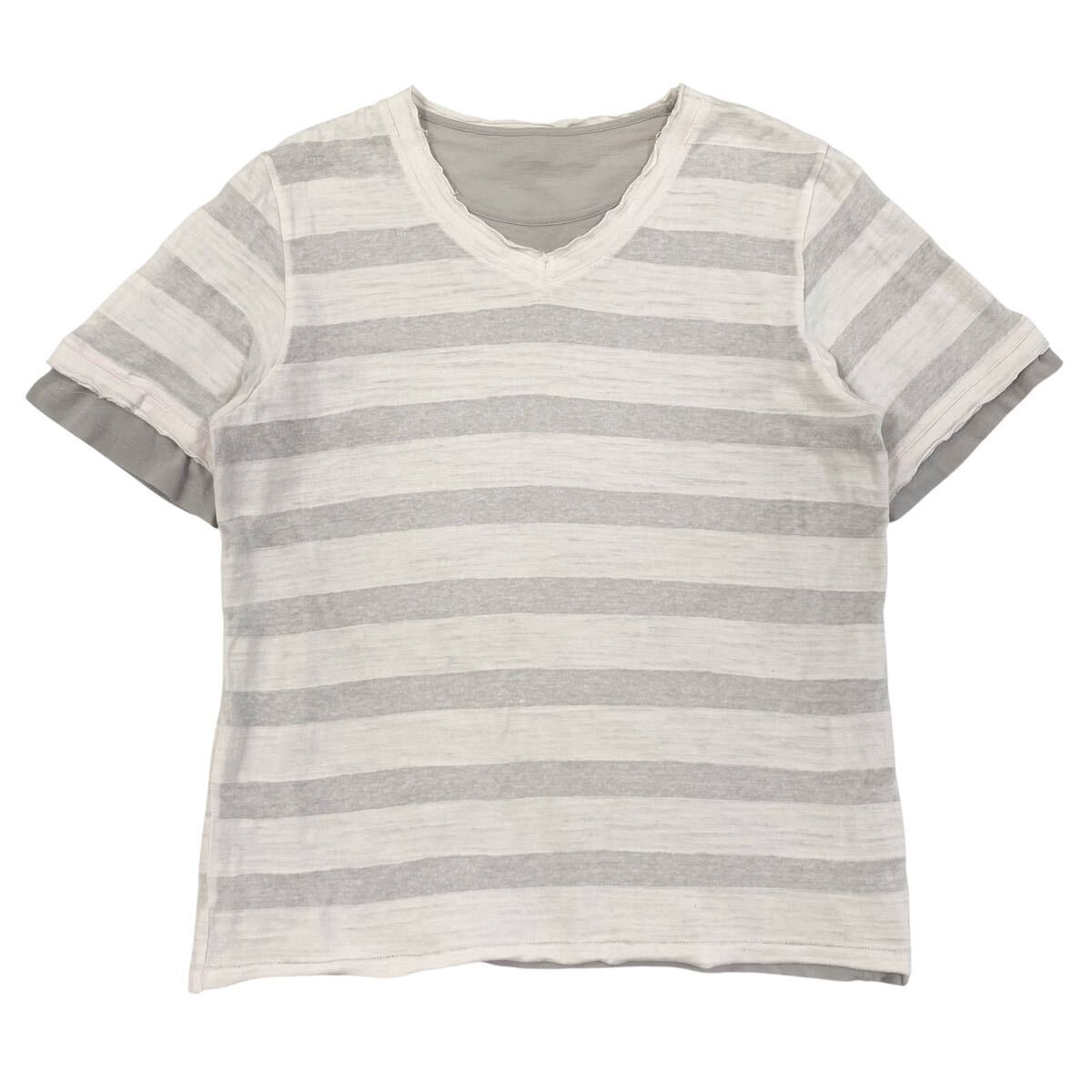 SHIPS(シップス)半袖 レイヤードTシャツ メンズL 薄ピンク系/グレー系拍卖