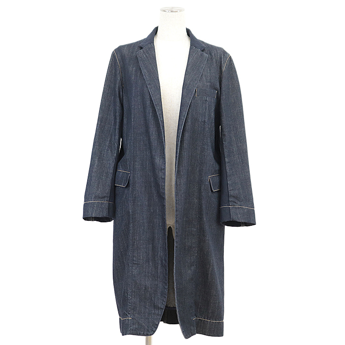 SALE【極美品】MARNI マルニ チェスターコート DENIM EDISHION デニム ガウン 無地 春秋兼用 アウター レディース XS インディゴ 伊製拍卖