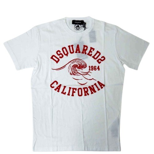 新品正規品 DSQUARED2 ディースクエアード S74GD1087 ヴィンテージ サーフ プリント 半袖Tシャツ ホワイト L拍卖
