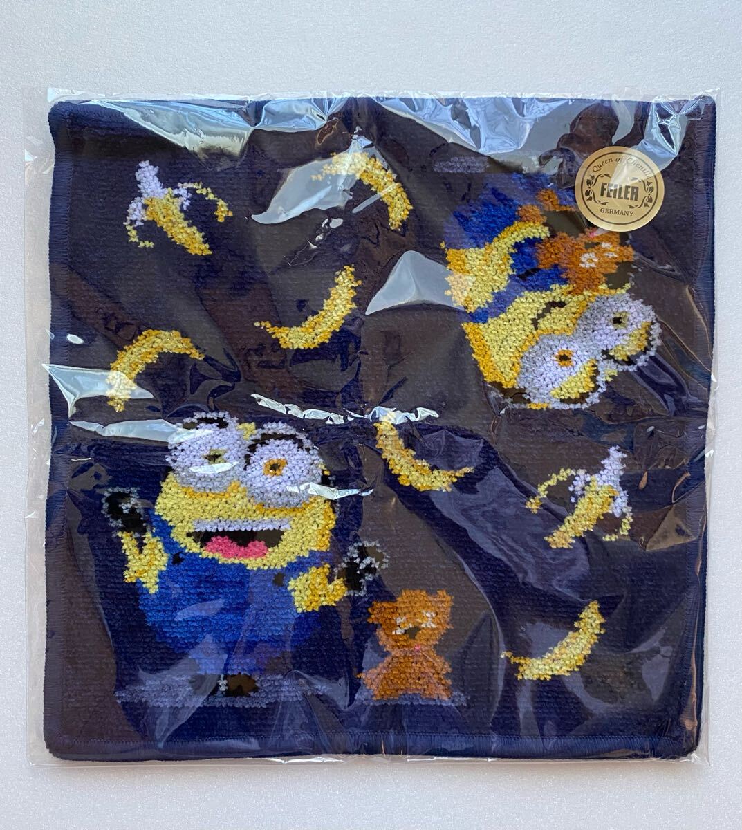 新品未使用◆限定品 フェイラー × ヴァンドームブティック コラボ ミニオン タオルハンカチ ネイビー 25×25 シュニール織拍卖