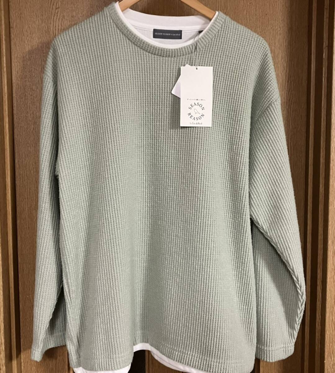 新品 タグ付き シーズンリーズン Tシャツ トレーナー メンズLLサイズ ミントカラー拍卖