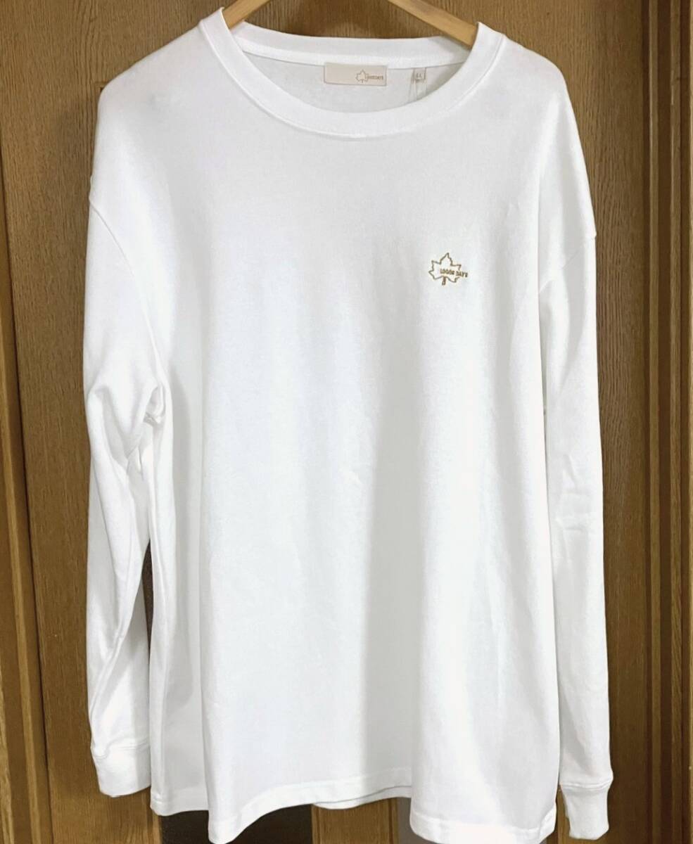 新品 タグ付き ロゴス ロゴスデイズ Tシャツ 長袖 メンズLLサイズ 綿100% 白 オフホワイト拍卖