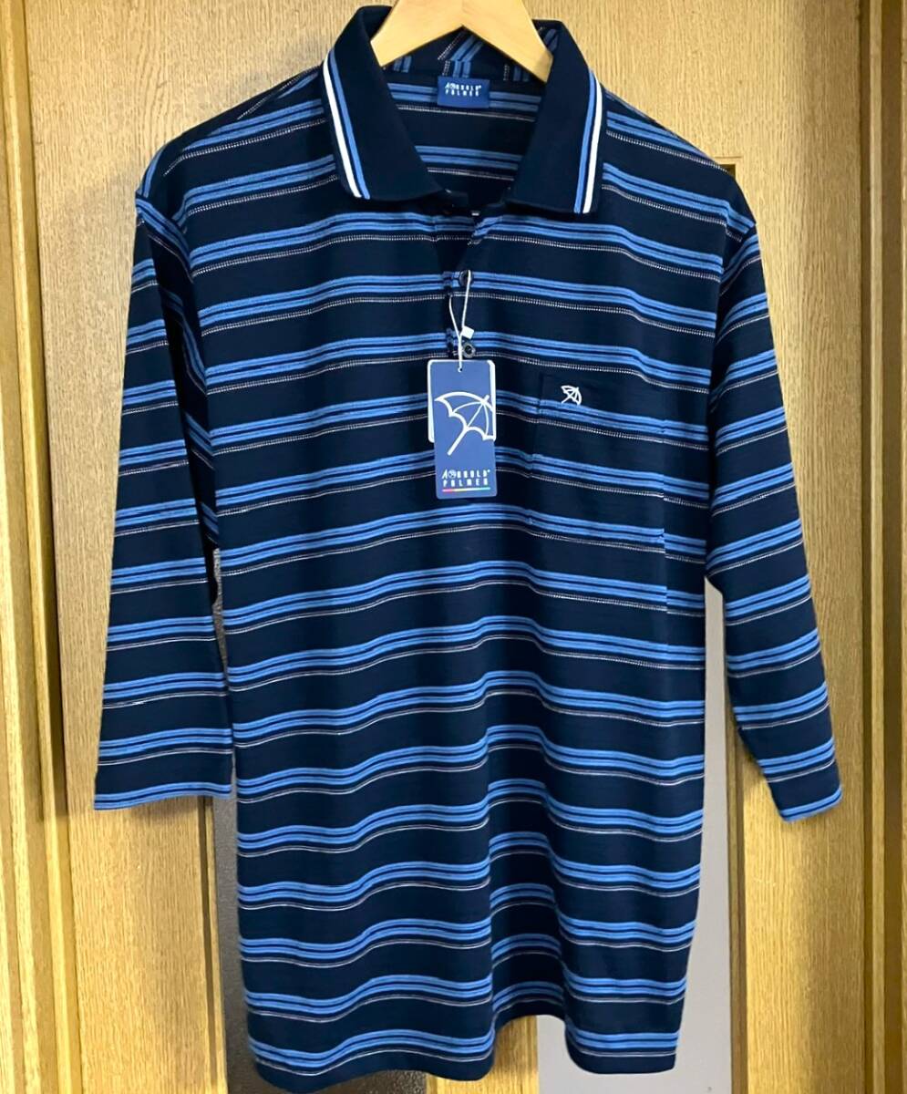 新品 タグ付き アーノルドパーマー ポロシャツ メンズLLサイズ ボーダー柄 ネイビー 給水速乾拍卖