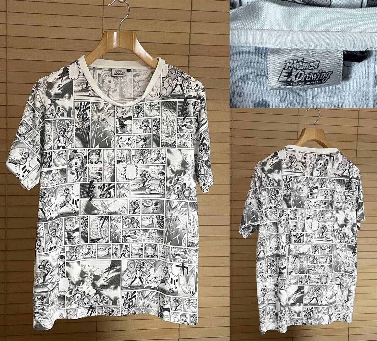 【レア 希少 国内正規品】定価5,000円 ポケモン ポケットモンスター 村田雄介 ポケモンオールスターズ コミック 総柄 半袖 Tシャツ XL拍卖