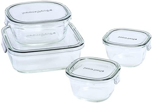 iwaki(イワキ) 耐熱ガラス 保存容器 クールグレー 角型 4点セット パック&レンジ PCPRN4GY21拍卖