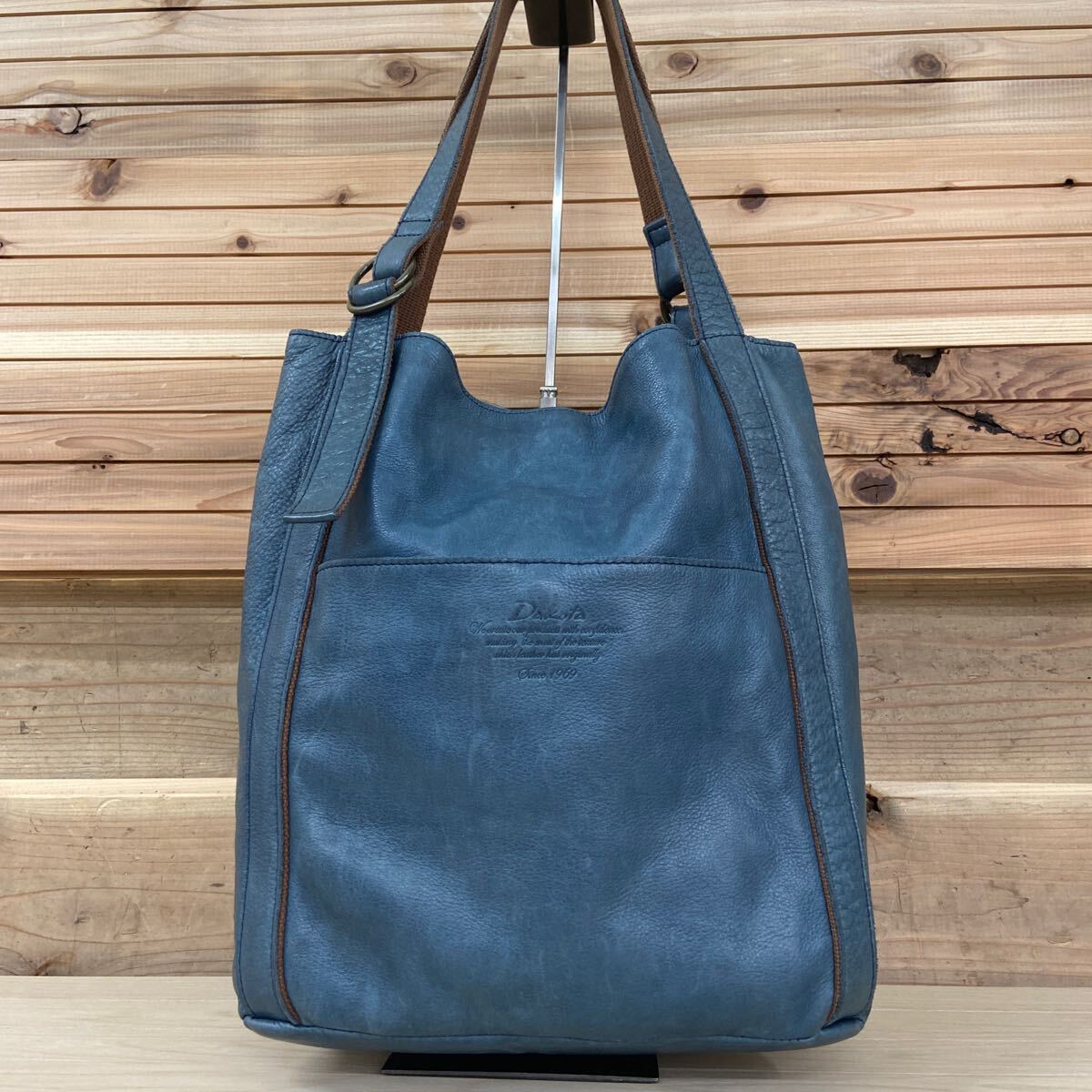 7 EN Dakota ダコタ レザー トートバッグ ハンドバッグ 肩掛け鞄 本革 ブルー系 トート拍卖