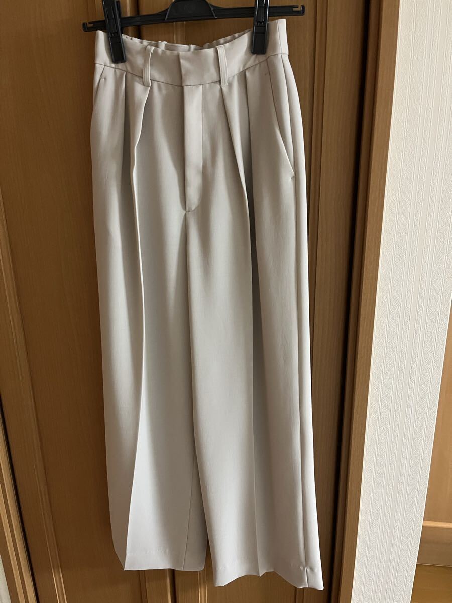 23区 【撥水加工/UVカット】キューティクルストレッチツイル ワイドパンツ ベージュ 小さいサイズ32サイズ 美品拍卖
