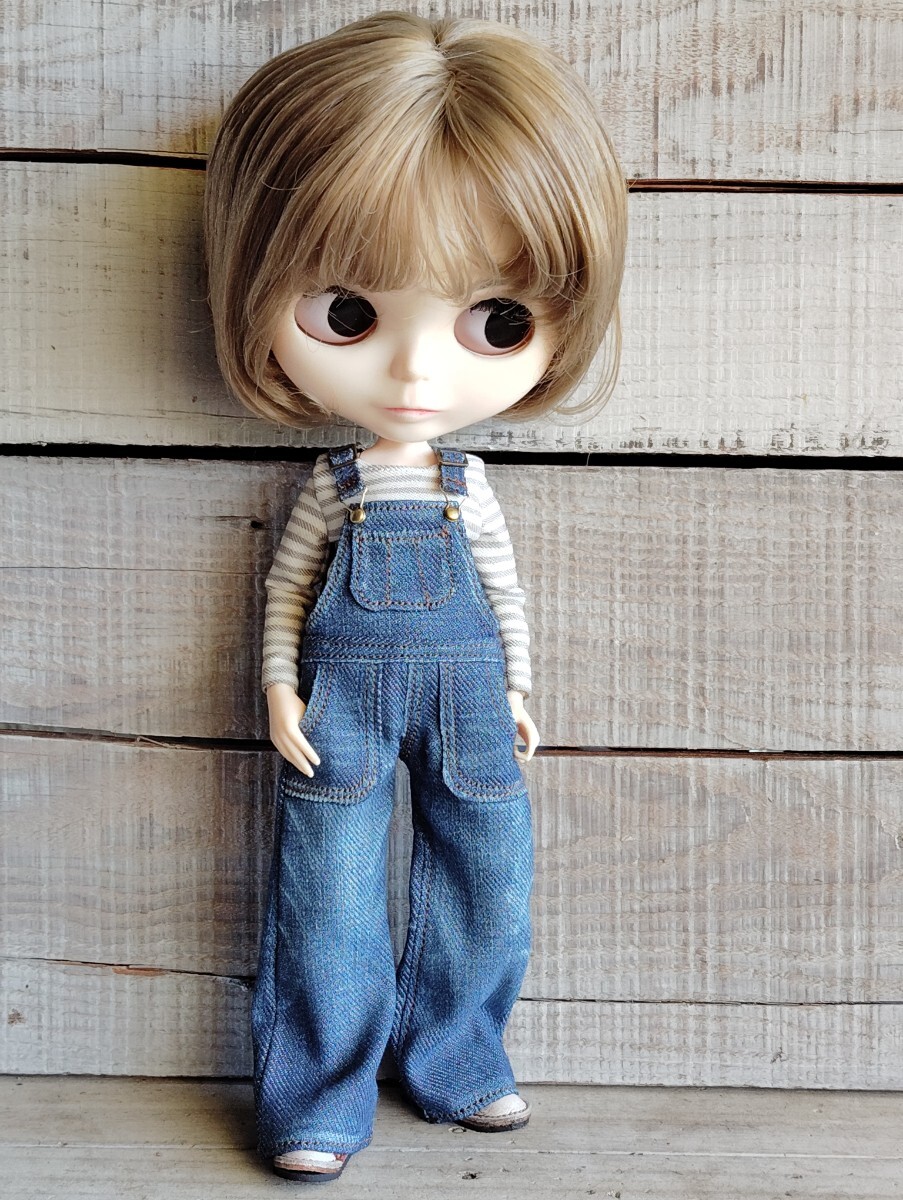 デニムオーバーオールUSED加工712 ネオブライス icドール ピュアニーモ ハンドメイド アウトフィット Blythe outfit 拍卖