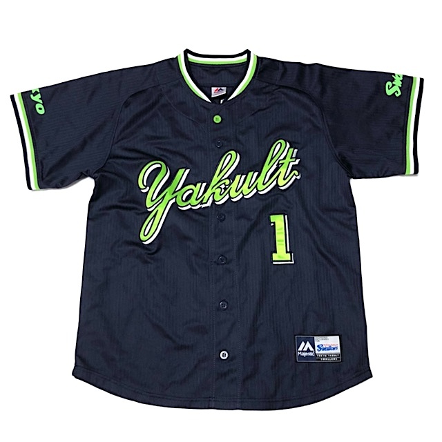 ☆二点落札で送料無料!048 【着用1回】ヤクルトスワローズ MAJESTIC マジェスティック レプリカユニフォーム ビジター 山田哲人 刺繍 M拍卖