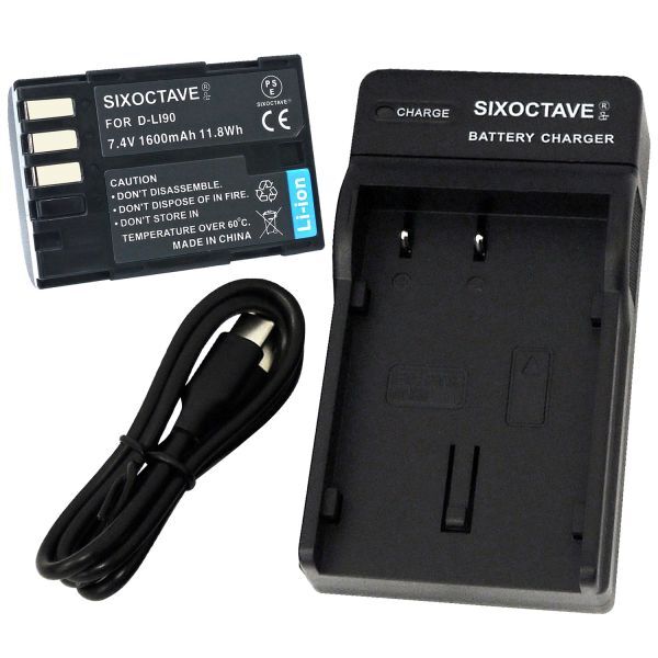D-LI90 Pentax 互換バッテリー 1個と充電器(USB充電式) K-BC90PJ 純正品にも対応 645D 645Z K-01 K-3 K-5 K-7拍卖