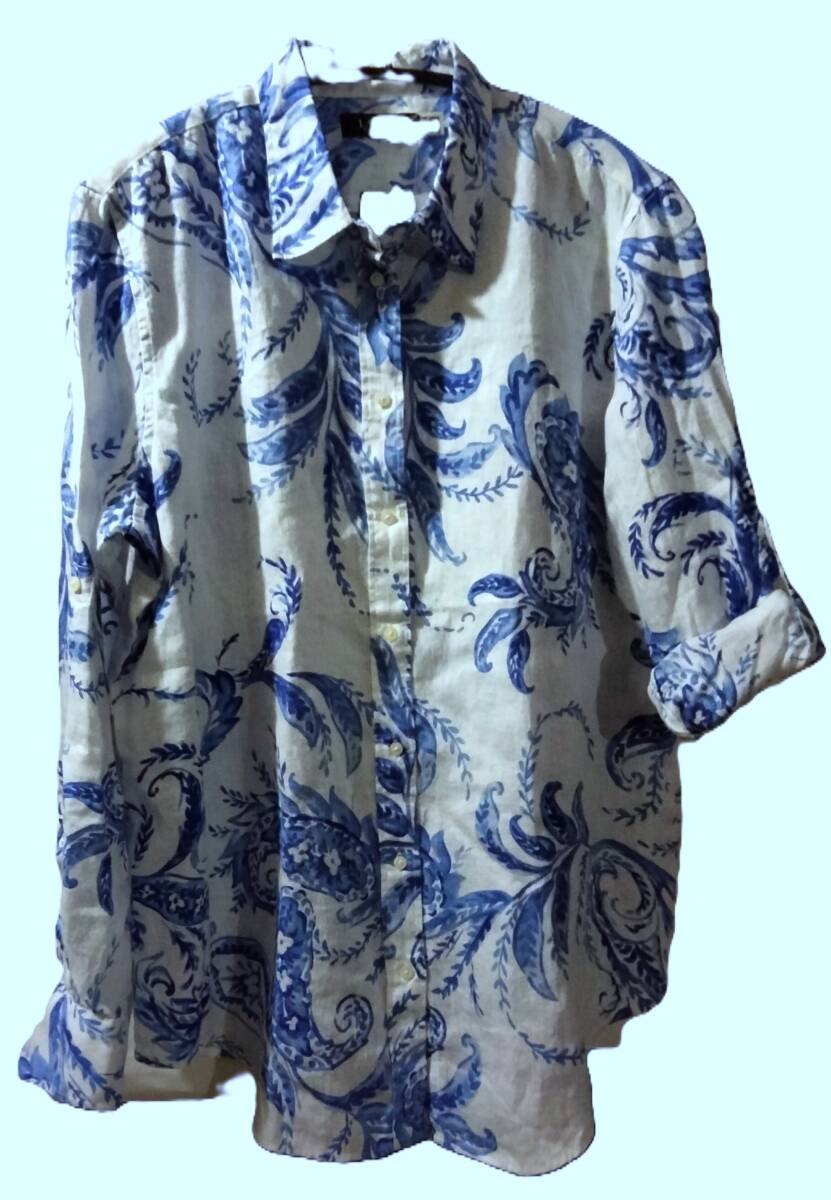 新品 ラルフローレン レディース シャツ 植物柄 麻100 XL XXL位 拍卖