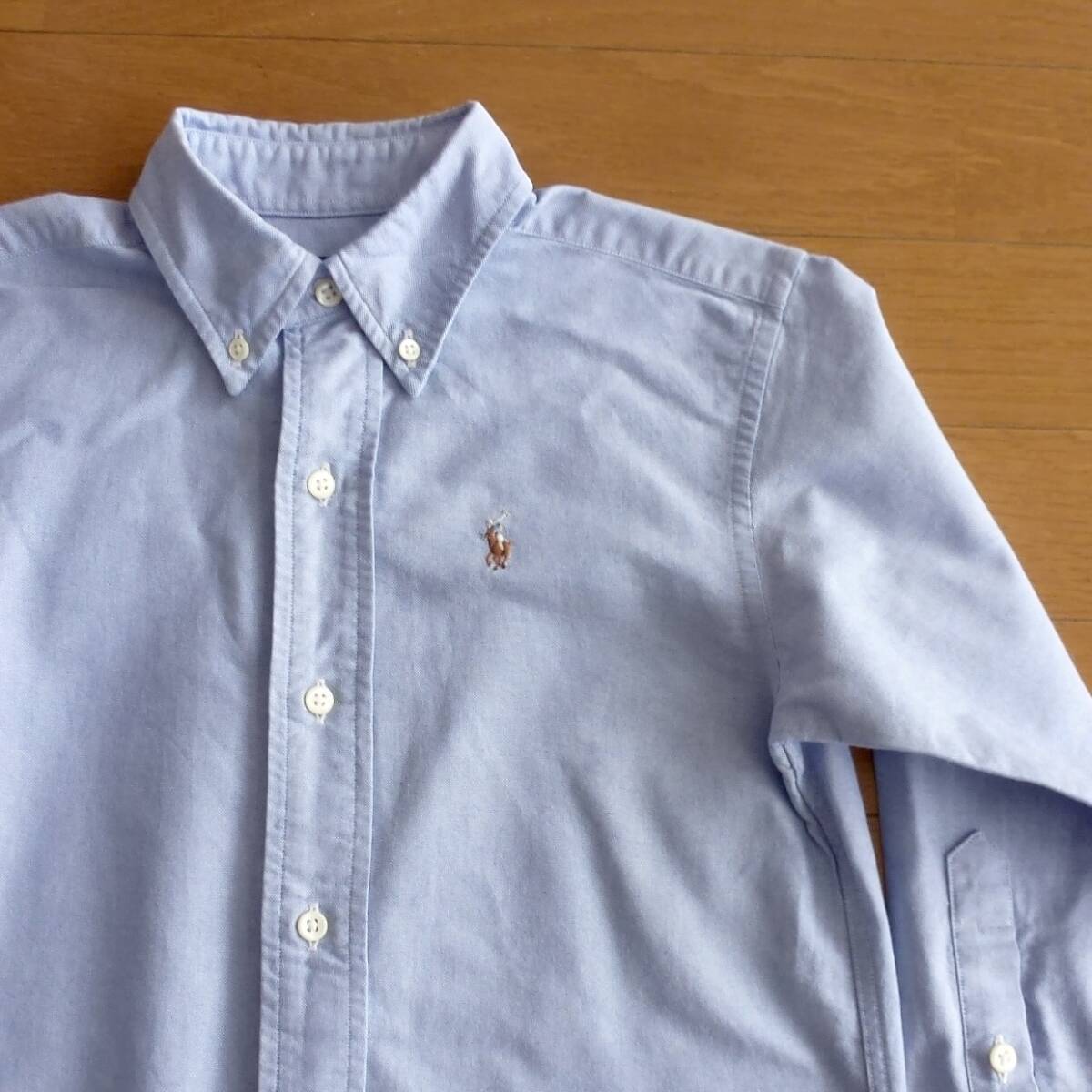 良品 Ralph Lauren ラルフローレン オックスフォードシャツ 130cm ボタンダウン 長袖シャツ ポニー刺繍入り 即決あり!拍卖