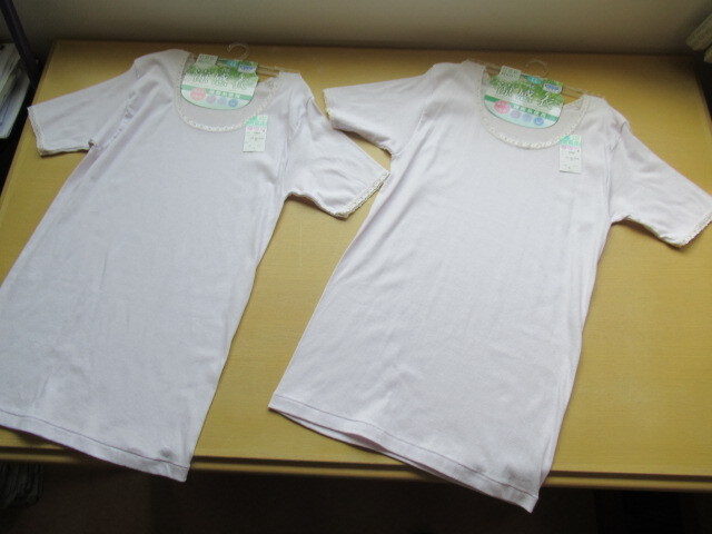 婦人強撚糸半袖肌着・LL寸・2着・A173拍卖