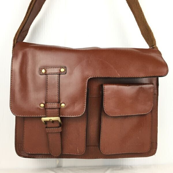 h.u.n.t/ハント☆本革/レザー/ショルダーバッグ ビジネス/ブリーフケース【茶/ブラウン 拡張機能有/ポケット多数/メンズ】 管NO.YB5-91拍卖