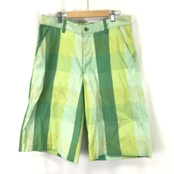 RAWBLUE/ローブルー★ハーフパンツ【メンズW34/股下35cm/green/緑/カラフルポップ】チェック柄/カジュアル/ズボン/Pants/Trouser◆BH730拍卖