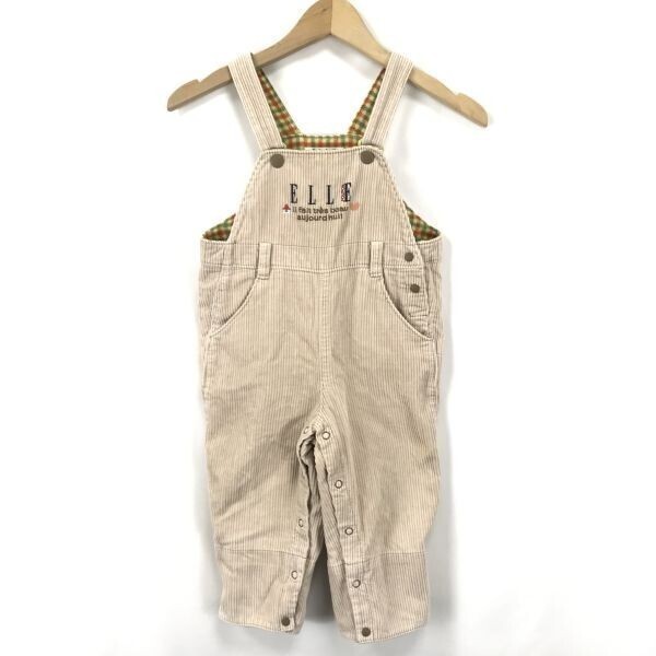ELLE POUPON/エルプポン★コーデュロイ/オーバーオール【キッズ90/ベージュ】肩紐調節有り◆BG651拍卖