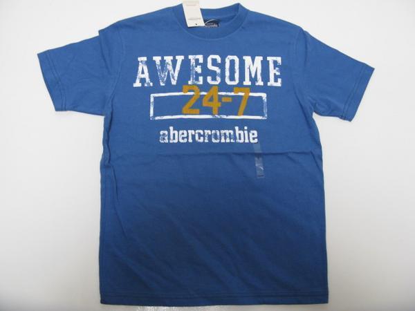 Abercrombie レディース対応boys 半袖Tシャツ 青ブルー ボーイズS / アバクロンビTee 女性 男子供拍卖