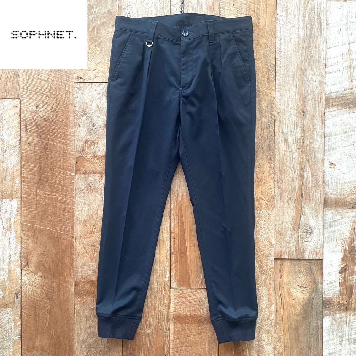 SOPHNET. ソフネット 2プリーツ 2タック テーパード ジョガー スラックス パンツ M ネイビー拍卖