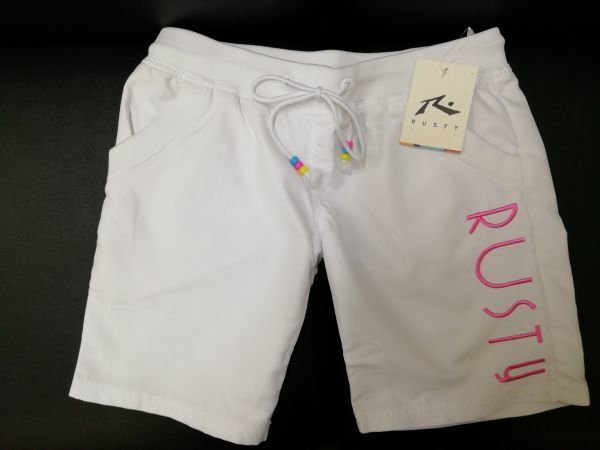 ★訳ありアウトレット【特価】RUSTY レディース セミロング丈 ボードショーツ sizeM 937402●WHT 定価 3,900 水着 拍卖