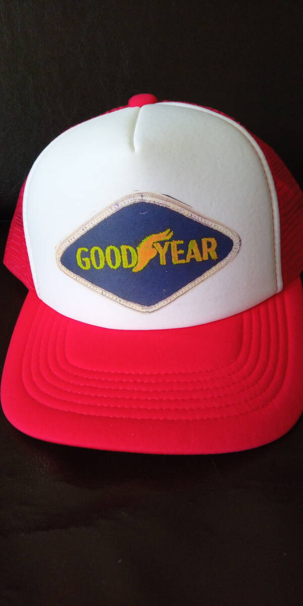 即決★シングルナイロンメッシュキャップ【GOOD year】プリント レッド白拍卖