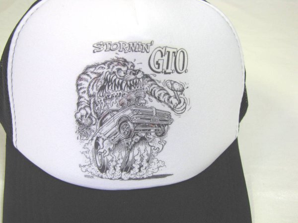 即決★シングルナイロンメッシュキャップ タイガー PONTIAC GTO柄BLK ホットロッド拍卖