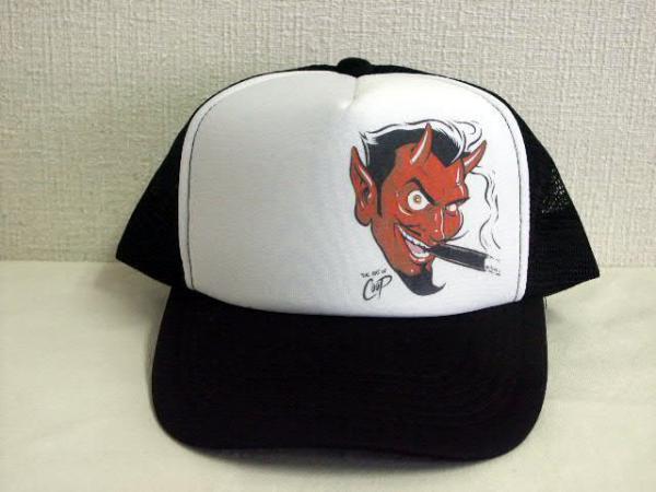 即決★新品ナイロンメッシュキャップ【デビル】黒拍卖