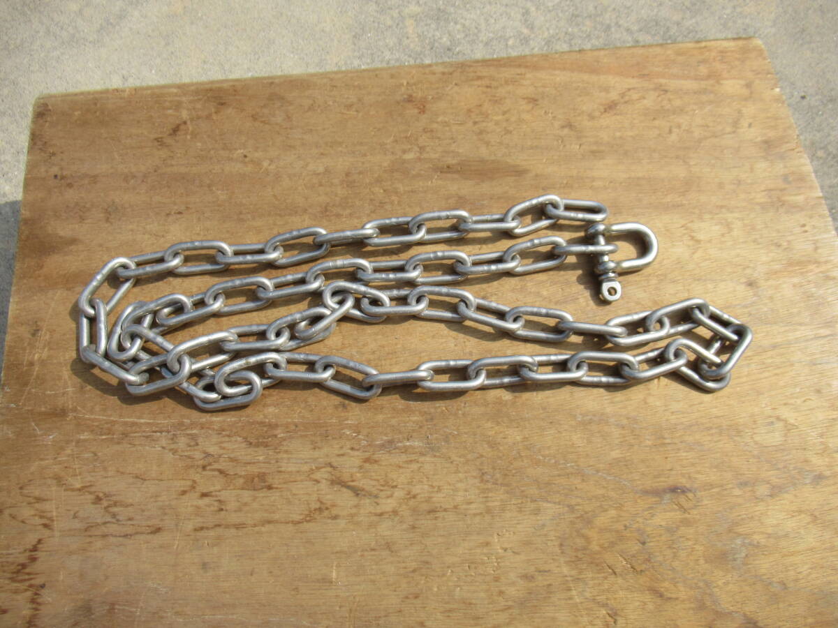 ステンレス製 チェーン 1本 約1.6m 線径:約φ6mm 約1.5kg シャクル付 中古 C拍卖
