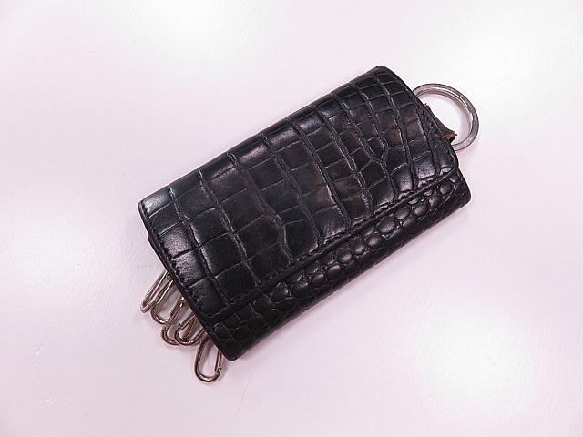 【送料無料】ホワイトハウスコックス Whitehouse Cox キーケース 黒 クロコ型押 レザー 革拍卖