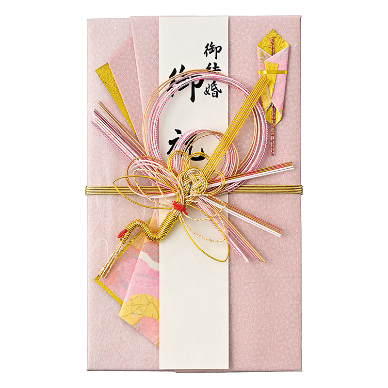 【即決】★ご祝儀袋 マルアイ★御祝 お祝い 短冊4枚 中包付き ピンク 鶴 御結婚 寿 御結婚御祝 金封 大判 // キ-656R拍卖