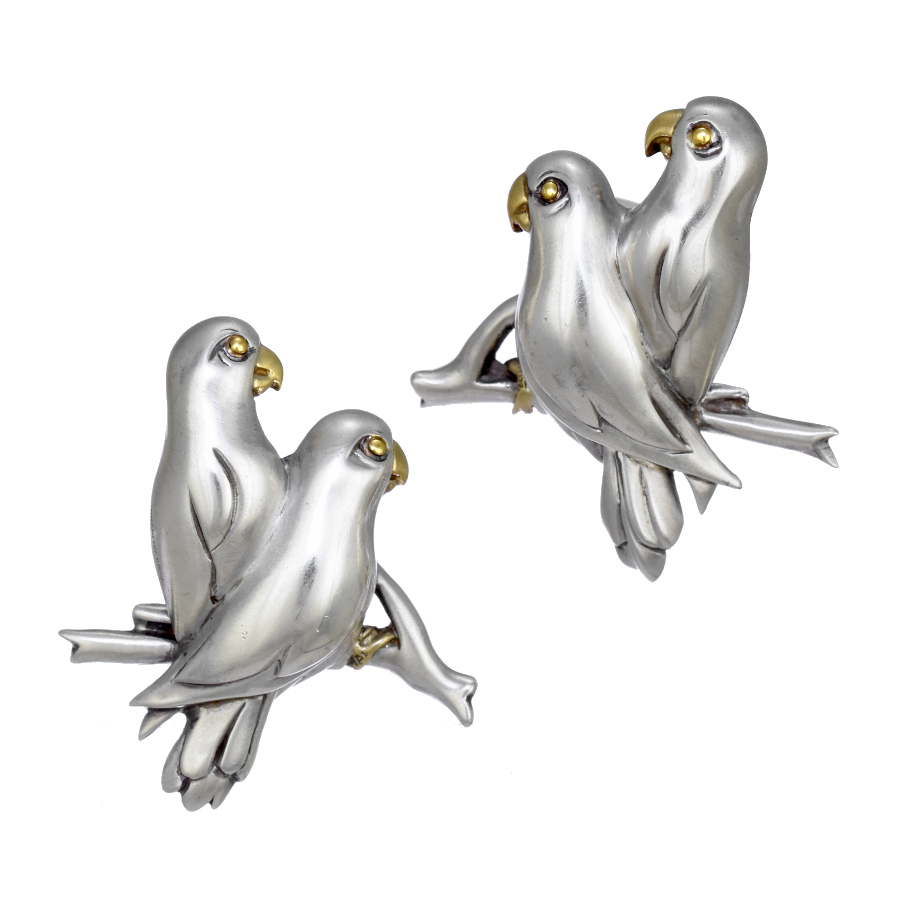 エルメス バード 鳥 イヤリング シルバー925 K18イエローゴールド 両耳用 アクセサリー HERMES拍卖