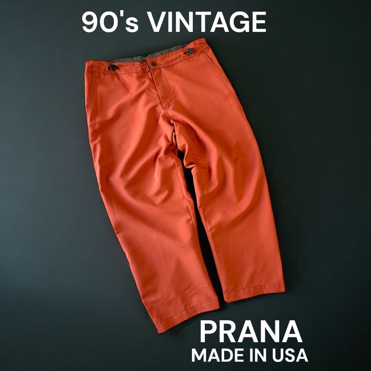 90's VINTAGE PRANA USA製 アウトドア ストレッチ クライミングパンツ アメリカ製 薄手 軽量速乾 90年代 プラナ prAna クロップドパンツ拍卖