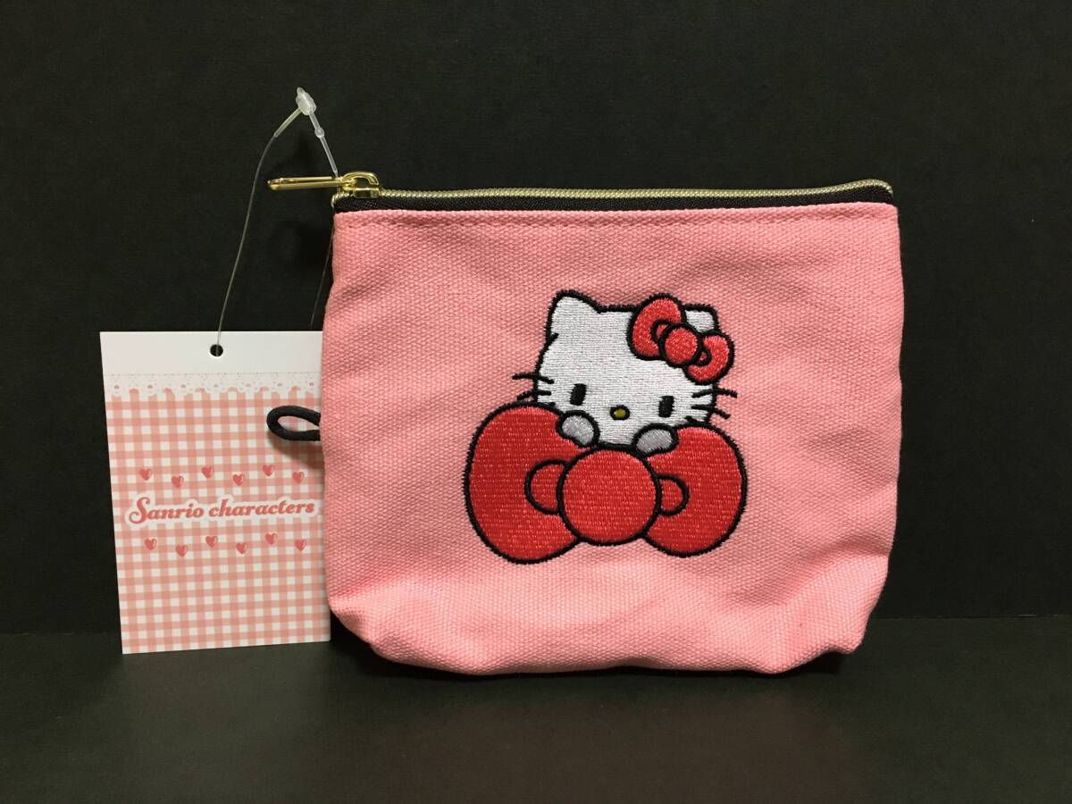 SANRIO/サンリオ ティッシュケース付ポーチ☆彡 ハローキティ りぼんピンク☆ 刺繍 新品 スモール・プラネット HELLO KITTY拍卖