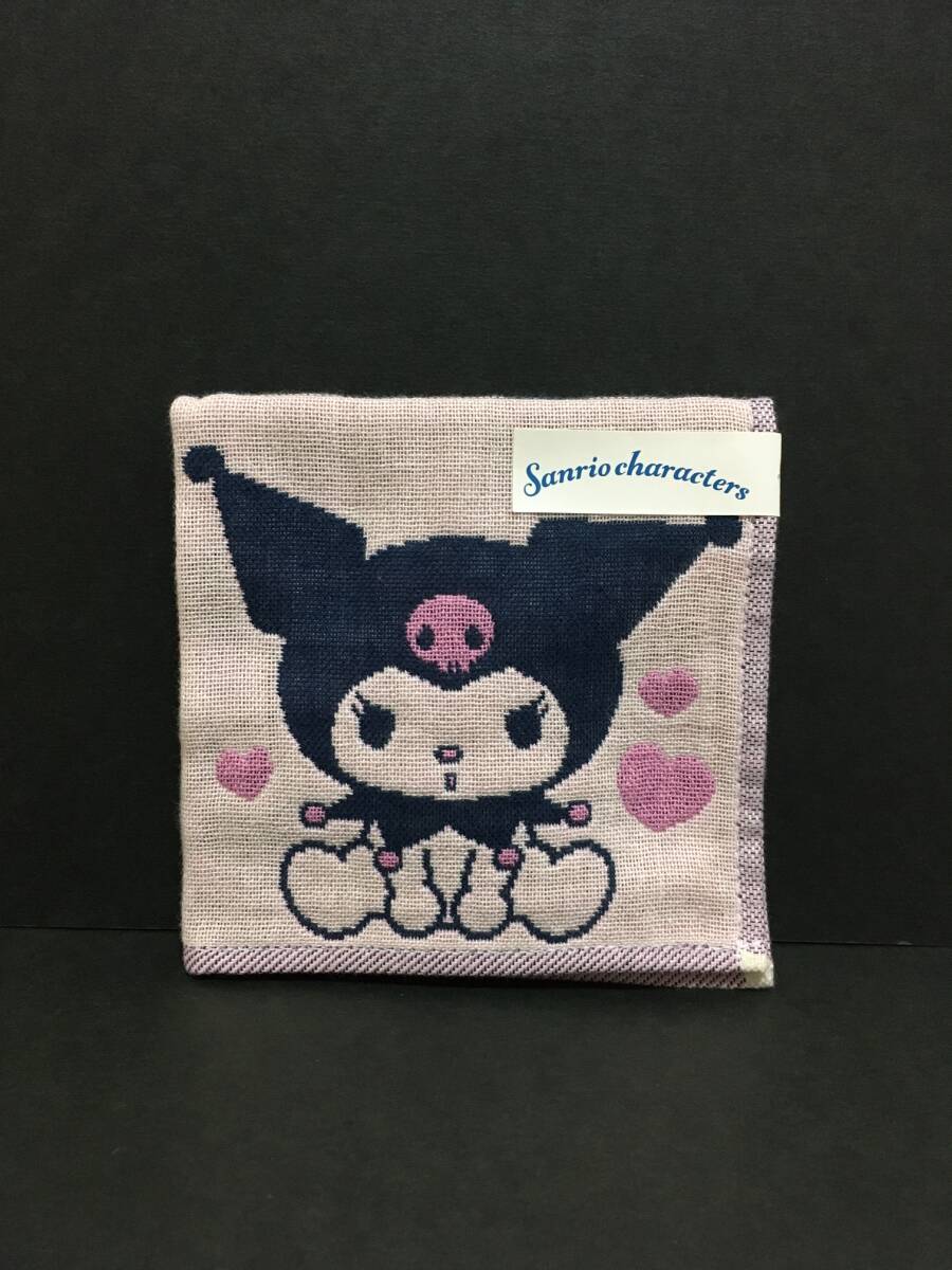 SANRIO/サンリオ クロミ 3重ガーゼハンカチ☆彡 ギンガムチェック ハート☆ タオルハンカチ 新品 KUROMI拍卖