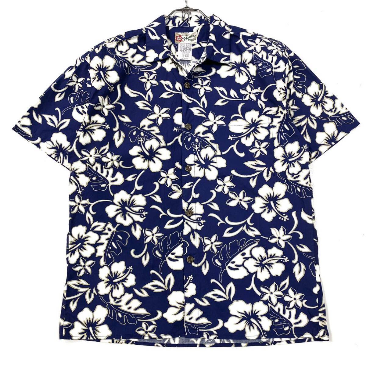 $ 極美品 $レア■ Hilo Hattie The Hawaiian original ■ ヒロハッティ ■ ハワイ製 ハイビスカス柄■ アロハシャツ■ メンズ M ~ L■綿拍卖