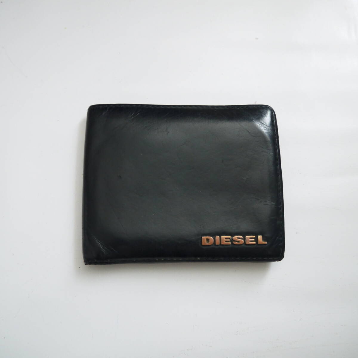 $ 美品 $ レトロ!◆ DIESEL ◆ ディーゼル ◆ 本革 レザー製 ・ 2つ折り 財布 小銭入れ ◆ 黒 ブラック系拍卖
