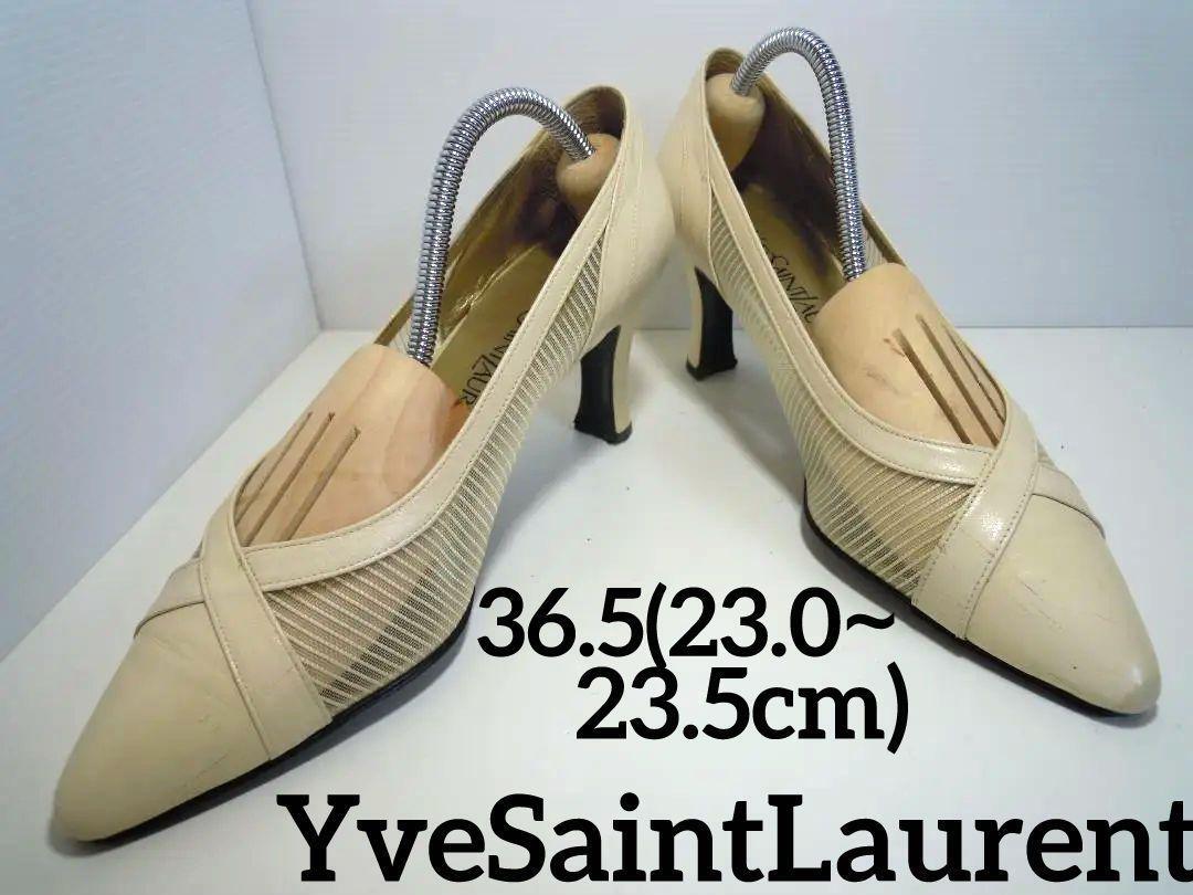 イヴサンローラン 本革 チュールパンプス アイボリー 23.5cm 257拍卖