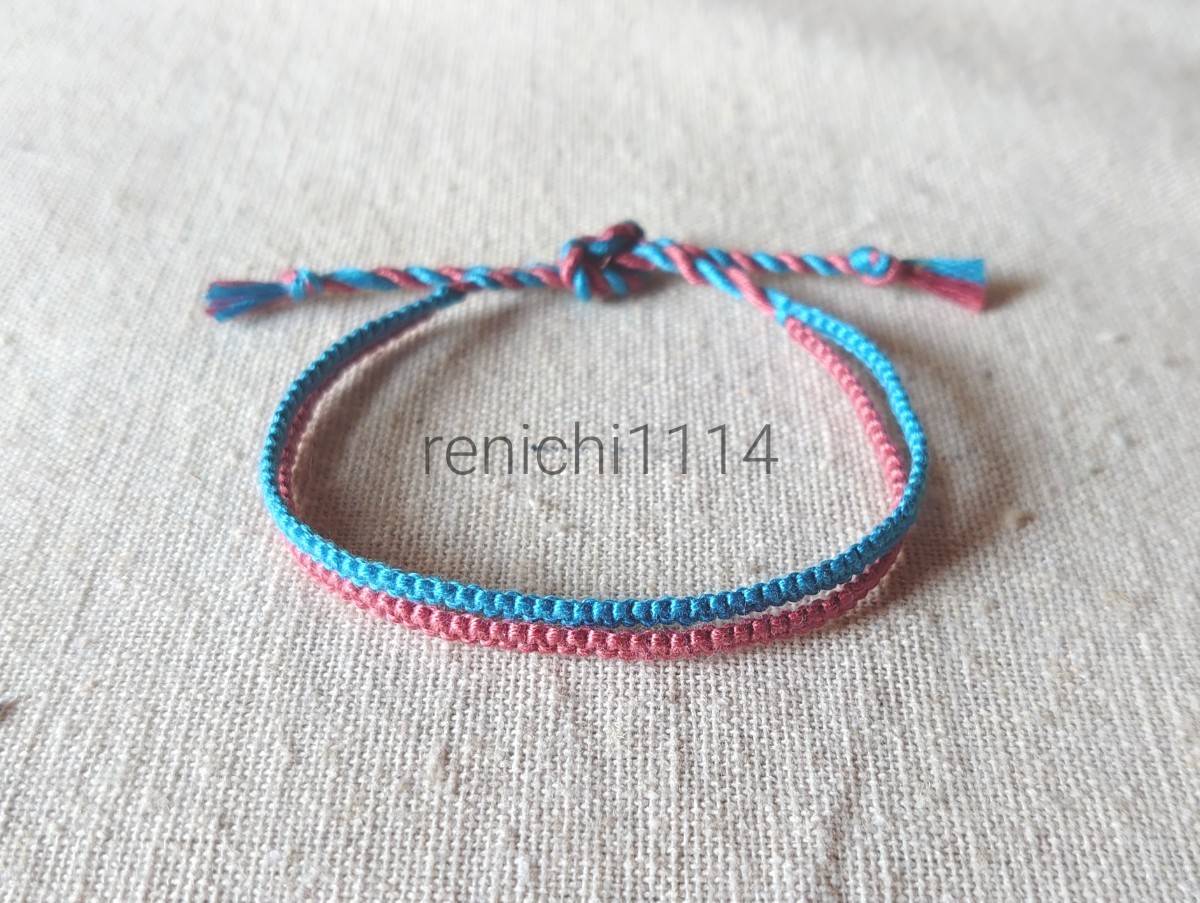ミサンガ☆2連 水色&えんじ☆アンクレット拍卖